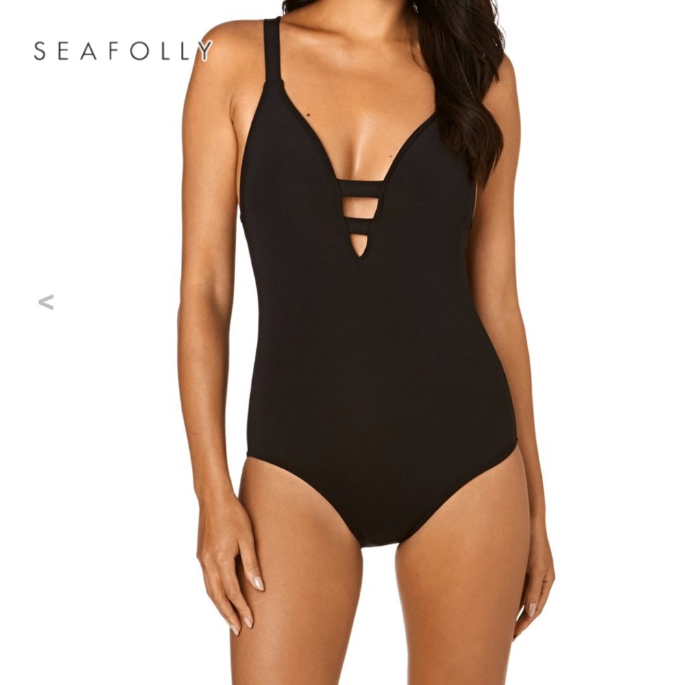 Seafolly Black v-neck (Anthropologie)